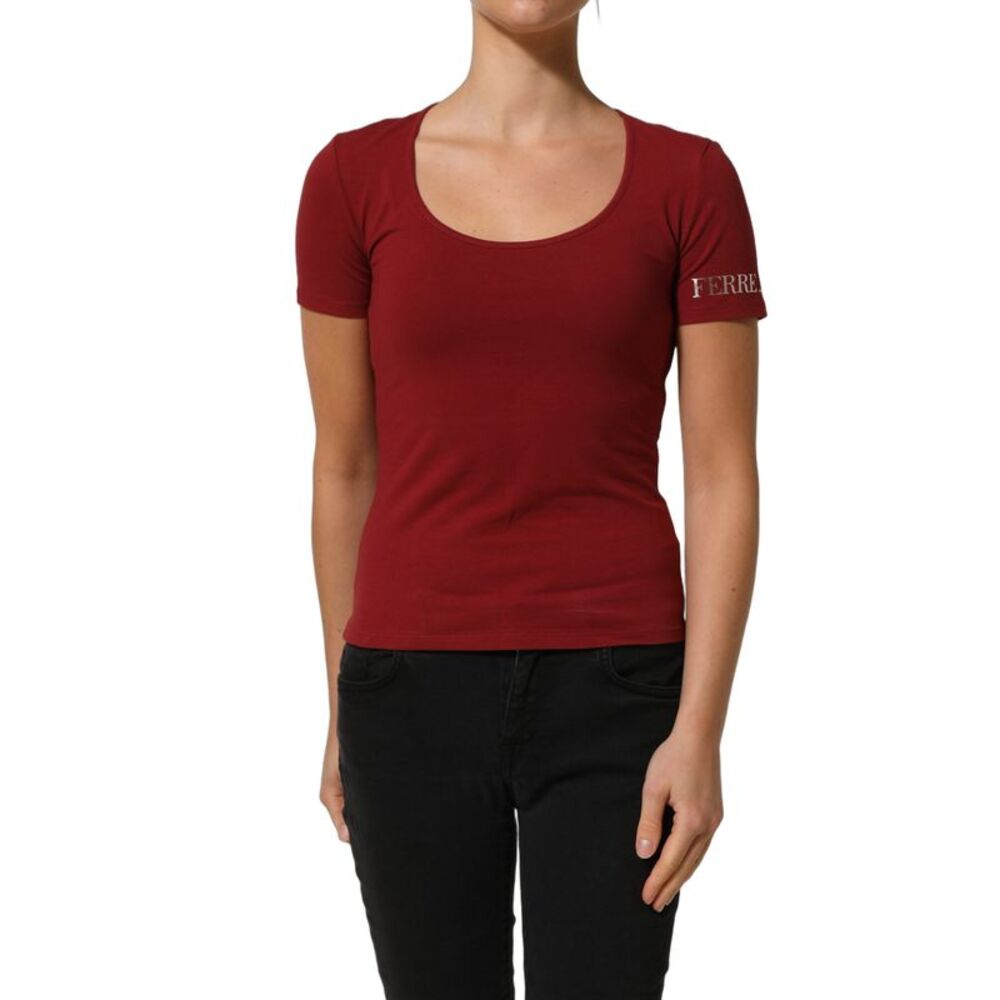 Ferre Black Wool Knit Deep V-Neck Long Sleeves Women's Top
